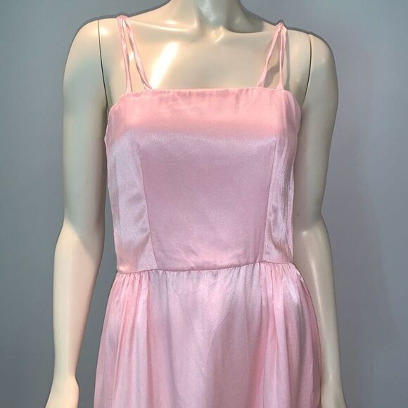 Vintage 60’s 70’s Pink Formal Maxi Dress with Sheer Floral Poncho Size Small - Picture 10 of 14